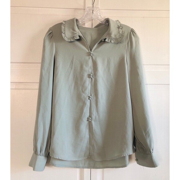 Mint Green Long Sleeves Blouse - Picture 3 of 5